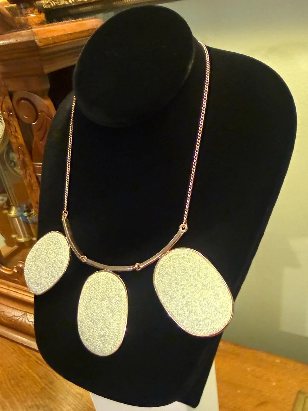 Kate Spade Do Wonders Pavé Oval Statement Rose Gold Necklace $198